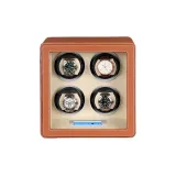 Отпечаток пальца - Бесплатно - Коричневый кожаный материал из микрофибры + Сенсорный экран [Четыре слота для часов]