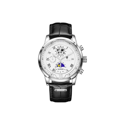 LIGE Кварцевый механизм кожаный ремешок часы для мужчин белый циферблат модель LG8974