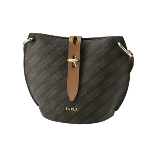 Furla Monogram Collection Сумка-ведро из холста Сумка через плечо Мини Женская Кофейная