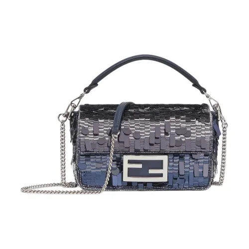 FENDI Baguette Кожа Сумка через плечо Сумка Мини Женская Синяя
