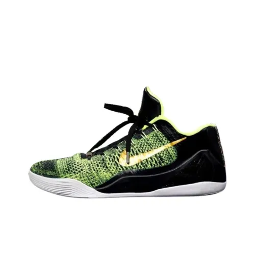 Nike Kobe 9 Slip Resistant Abrasion Resistant Низкий Топ Баскетбольные кроссовки Мужской Зеленый Черный Золотой