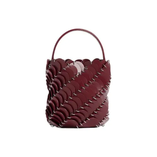 Paco Rabanne Кожа Ведрообразная Сумка Сумка через плечо Сумка Маленькая Женская Бордовая