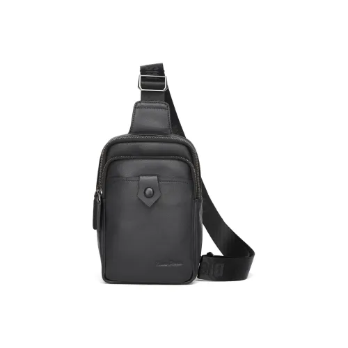 BISON DENIM Натуральная кожа Сумка через плечо из крупнозернистой текстуры коровьей кожи Сумка через плечо Обычная мужская черная