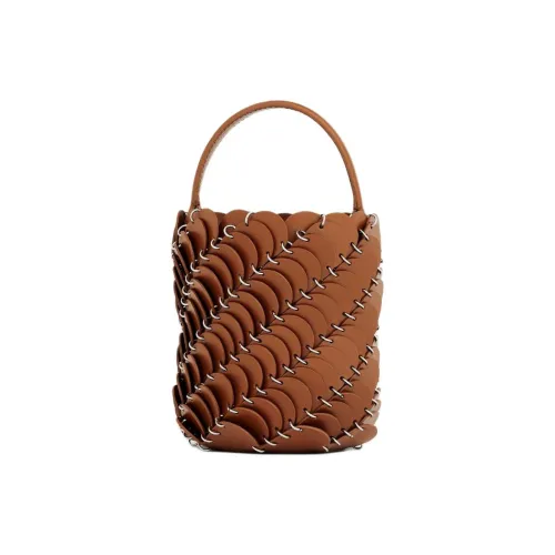 Paco Rabanne Кожа Ведрообразная Сумка Сумка через плечо Сумка Маленькая Женская Коричневая