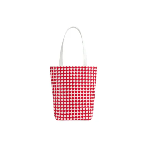 Bottega Veneta Сумка Tote из коровьей кожи Сумка для покупок Маленькая сумка Мужская Ледниковый и Ярко-красный