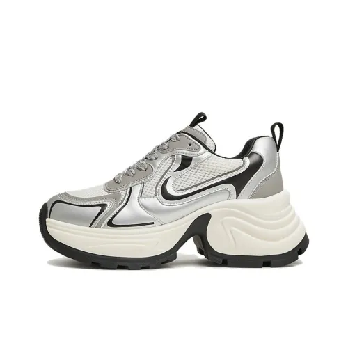 TATA Дышащие Рекомендуемый рост Увеличение Толстая подошва Кроссовки Женские Aurora Silver