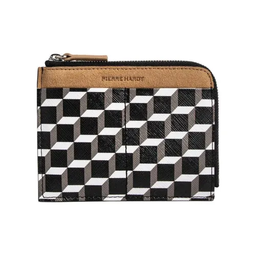 PIERRE HARDY Покрытый холст Кошелек для монет Унисекс Черный Белый и КАМЕЛ
