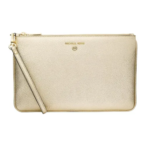 MICHAEL KORS Металл Зернистая кожа личи Кожа Клатч Большой Женские Светло-золотой