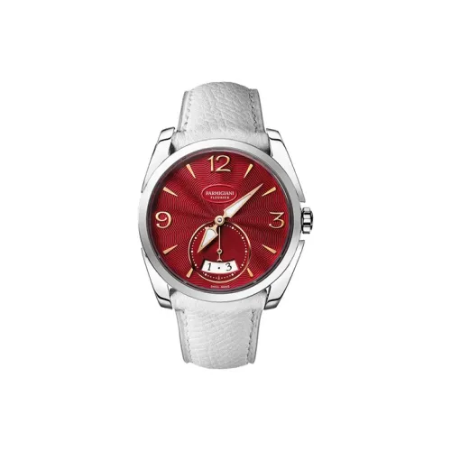 PARMIGIANI Автоматический Механический Часы Мужские 39 мм Красный Циферблат Часы Корпус из Нержавеющей Стали Ремешок из Коровьей Кожи