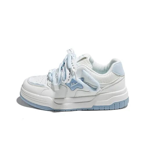 Warrior Амортизация Устойчивость к истиранию Легкий Увеличение Высоты Мат Низкий Топ Скейтборд Кроссовки Женские Белые Синие