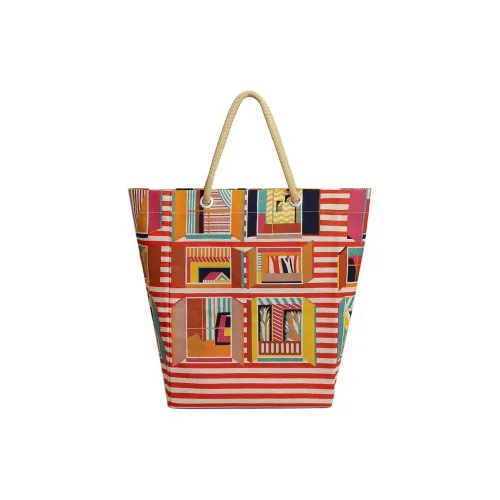 HERMES From My Window Холст БЕАЧ БАГ Сумка Женская Оранжевый и Многоцветный