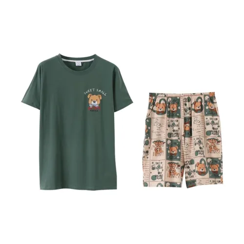 WOLFSFUL Пижамный комплект Мужской Зеленый Медведь