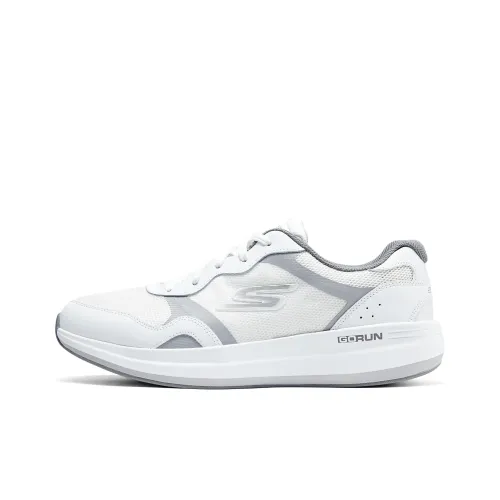 Skechers Go Run Pulse Амортизация Износостойкий Низкий Топ Беговые кроссовки Мужские Белые Серые