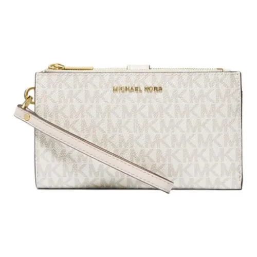 MICHAEL KORS Jet Set Покрытый холст Кошелек Большой Женский Кремовый Белый