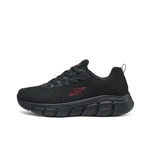 Skechers Амортизация и Дышащие Низкие Кроссовки для Бега Мужские Черные