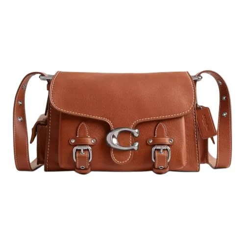 COACH Soft Tabby GRAIN LEATHER Сумка через плечо Средний Женская Серебряный Полированный Амбер