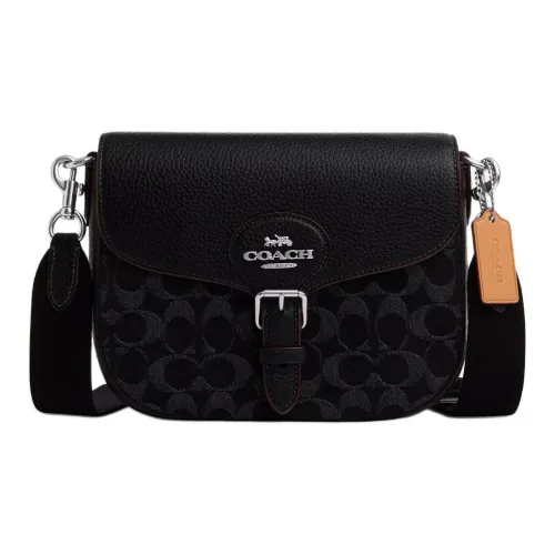 COACH Amelia ICONIC Деним Сумка через плечо Женская Серебряная и Черная