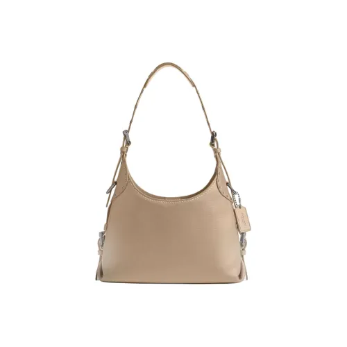 COACH Cargo GRAIN LEATHER Сумка Сумка через плечо Большая Женская Серебряный Pebble