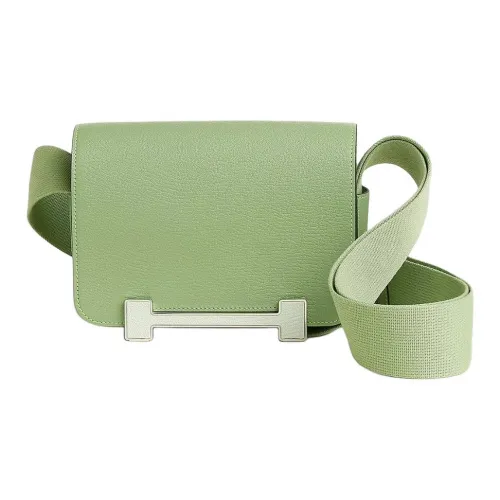 HERMES Geta Mysore Шевро Деревянные Сандалии Сумка Сумка через плечо Женская Светло-зеленая