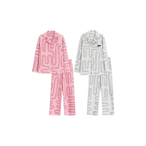 LANMOU MLC 100% хлопок Пара 9538 Унисекс Пижамные комплекты