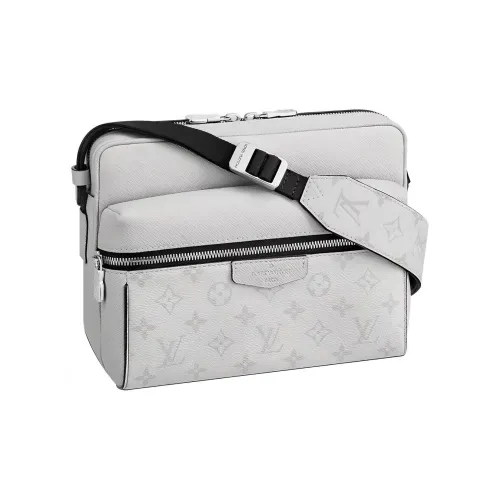 LOUIS VUITTON Outdoor Корова Кожа с Покрытым Холстом Сумка через плечо Сумка для доставки Мужская Серый