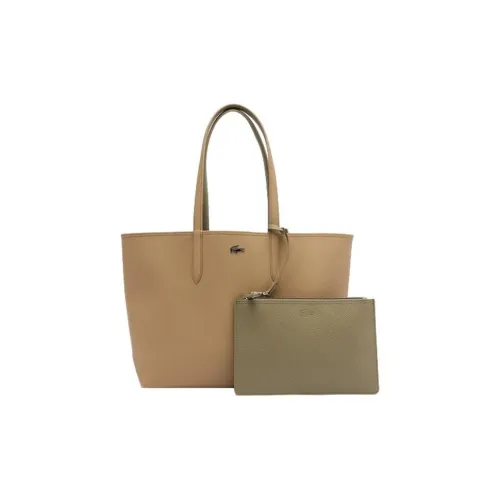 LACOSTE PVC Тоут Сумка Сумка для покупок Сумка на плечо Сумка Женская Коричневая и Зеленая