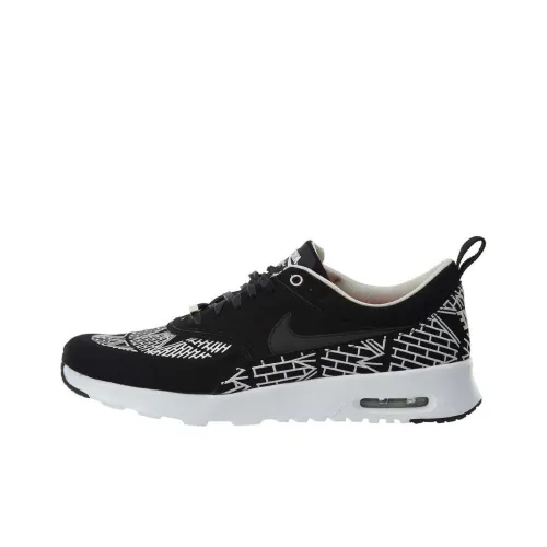 Nike Air Max THEA Амортизация Износостойкие Низкие Кроссовки для Бега Женские Черно-белые