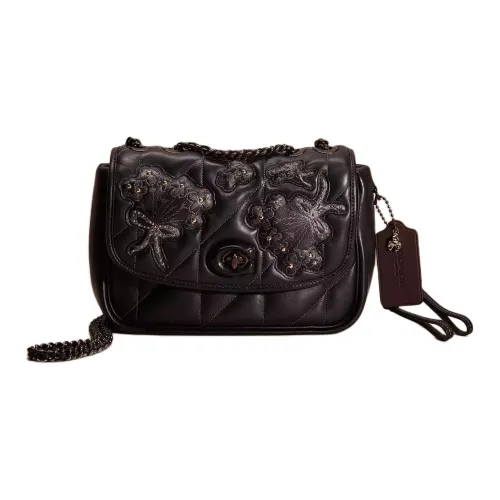 COACH Madison Напп Кожа Подушка Сумка через плечо Средняя Женская Черная