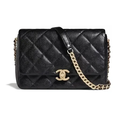 CHANEL С рельефом тисненая коровья кожа сумка с клапаном сумка через плечо женская черная