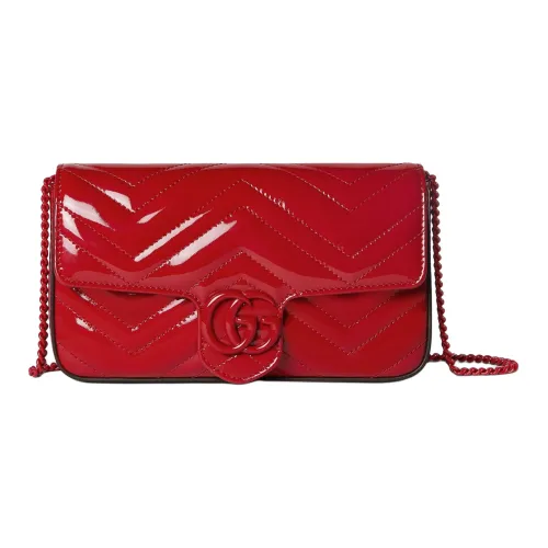 GUCCI GG Marmont Лакированная кожа Сумка через плечо Сумка на плечо Женская Красная