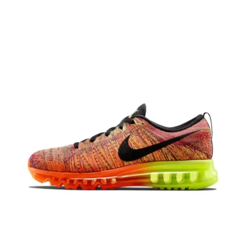Nike Air Max Flyknit Устойчивый к истиранию Дышащие Низкие Беговые кроссовки Мужские Красный Оранжевый