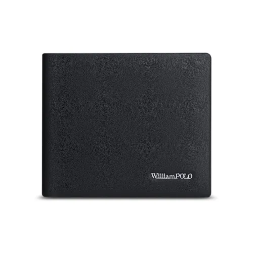 WilliamPOLO Короткий кошелек из коровьей кожи мужской черный кофейный