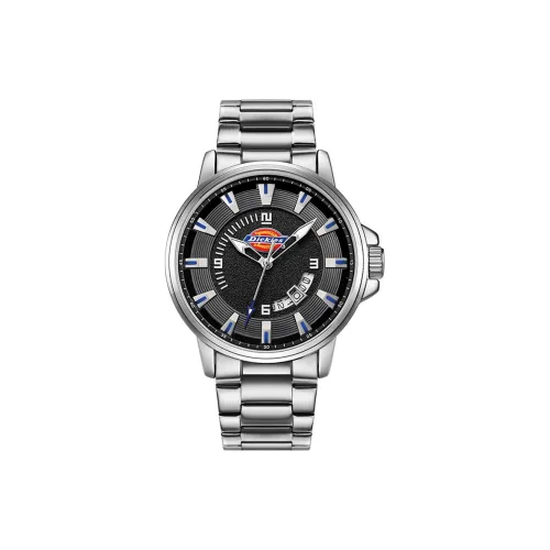 Dickies Мужские часы Кварцевый механизм Ремешок из нержавеющей стали 43 мм Черный циферблат