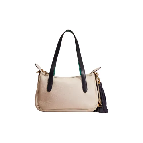 COACH Cary Мягкая кожа с галькой сумка через плечо сумка на плечо большая женская латунь и мел белый