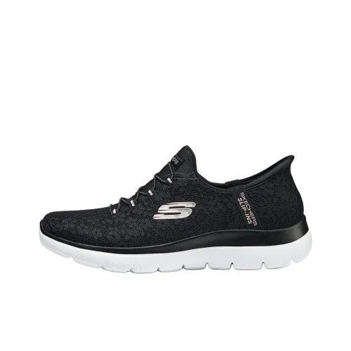 Skechers Hands Бесплатно Slip ins Амортизация Устойчивый к истиранию Дышащий Низкий Топ Беговые кроссовки Женские Черный