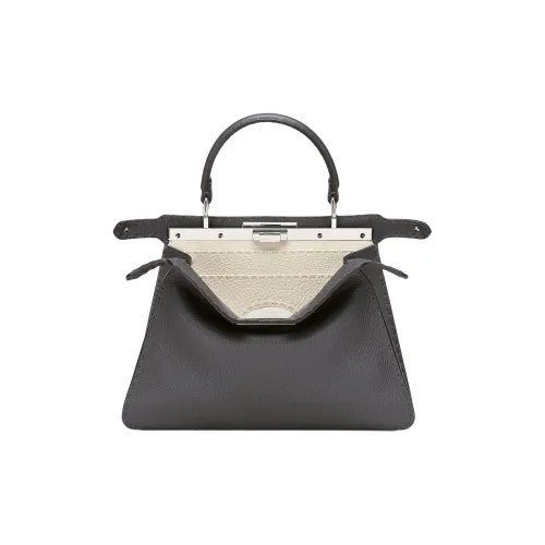 FENDI Peekaboo ISeeU Cuoio Romano Кожа Сумка Средний Женский Серый