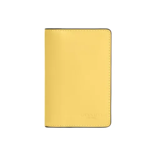 COACH Телячья кожа Кошелек для монет Мини Женский Стальной Винтажный Желтый