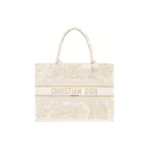 DIOR BookTote Вышивка Сумка-тоут Сумка для покупок Сумка через плечо Сумка среднего размера Женская Золотая