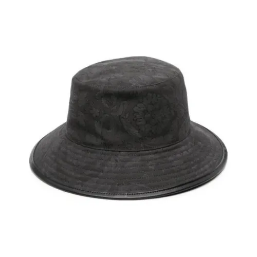 VERSACE Cotton Calfskin Bucket Hats Men's Black