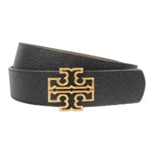 TORY BURCH Britten Collection Smooth Clasp Leather Belts Men's Black Width 3,5CM ТОРИ БЕРЧ Britten Collection Ремни из кожи с плавной застежкой Мужской Черный Ширина 3,5CM