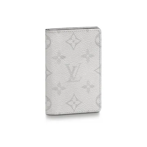 LOUIS VUITTON Pocket Organizer Держатель для карт из коровьей кожи Мужской Серый Белый