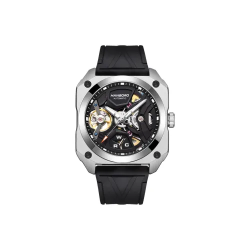 HANBORO Автоматический Механический Механизм Мужские Часы 42мм*24мм*20мм Белый