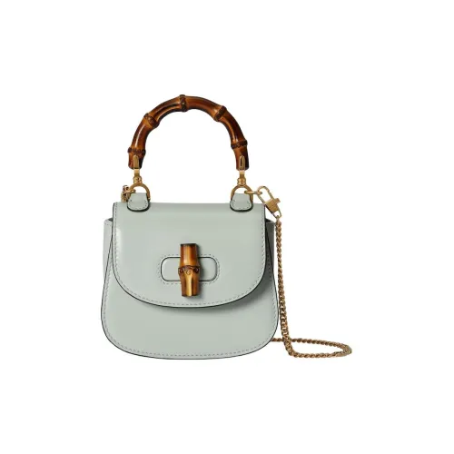 GUCCI Bamboo 1947 Кожа Сумка Сумка через плечо Сумка через плечо Экстра мини Женская Светло-зеленая