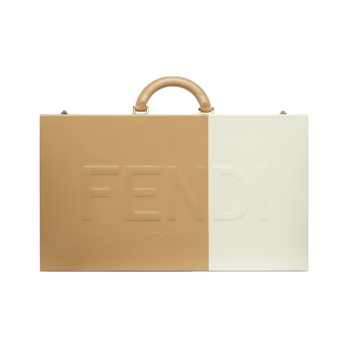 FENDI Деревянный Овчина Композитный Твердый Чехол Унисекс Кремовый С Медом