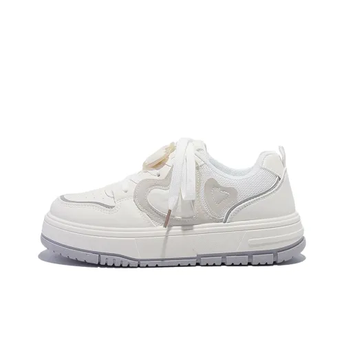 Slip Resistant Амортизация и Дышащий Низкий Топ Скейтборд Кроссовки Женские Белый Серый