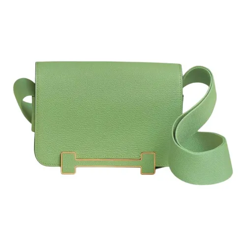 HERMES Geta Mysore Шевро Деревянные Сандалии Сумка Сумка через плечо Сумка на плечо Женская Светло-зеленая