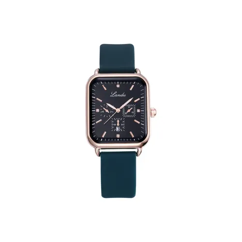 LANDU Спортивный и досуг Квадратный Мода Кварцевый Механизм Силиконовый Ремешок Часы Унисекс Черный Циферблат