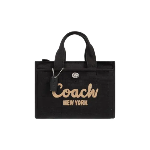 COACH Cargo Холст с переработанной кожей холщовая сумка через плечо женская черная