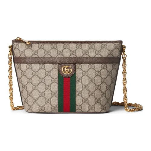 GUCCI Ophidia Холст и Кожа Сумка Сумка через плечо Мини Женский Бежевый и Эбеновый