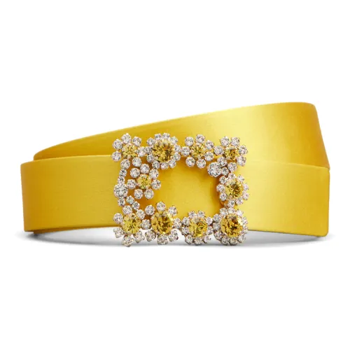 Roger Vivier Цветочный дизайн плавная застежка кожаные ремни женские желтый ширина 3 см